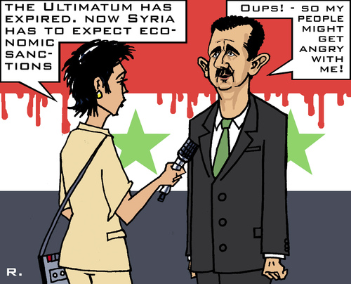 Cartoon: Sanctions (medium) by RachelGold tagged protesters,violence,assad,sanctions,league,arab,ultimatum,syria