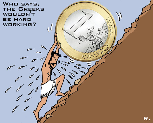 Cartoon: Sisyphos (medium) by RachelGold tagged greece,europe,election,finance,crisis,euro,exit,currency