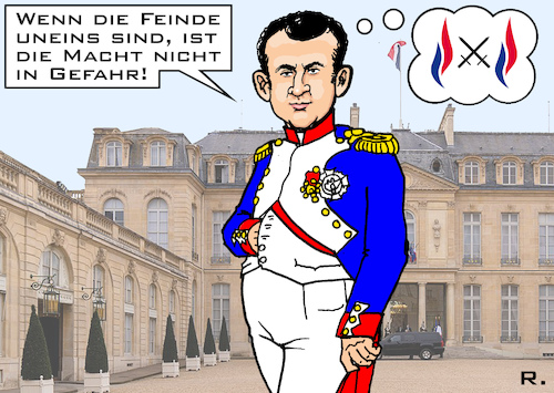 Cartoon: Zuversicht (medium) by RachelGold tagged frankreich,präsident,macron,napoleon,elysee,front,national,opposition,frankreich,präsident,macron,napoleon,elysee,front,national,opposition