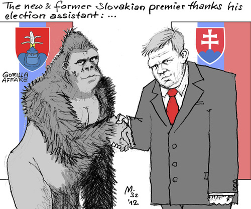 Cartoon: Fico (medium) by MarkusSzy tagged scandal,gorilla,corruption,election,fico,robert,slovakia