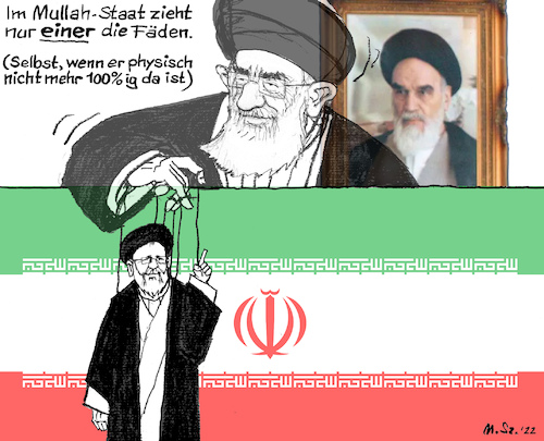 Cartoon: Iran (medium) by MarkusSzy tagged iran,mullahs,regime,demokratie,theokratie,raisi,khamenei,khomeni