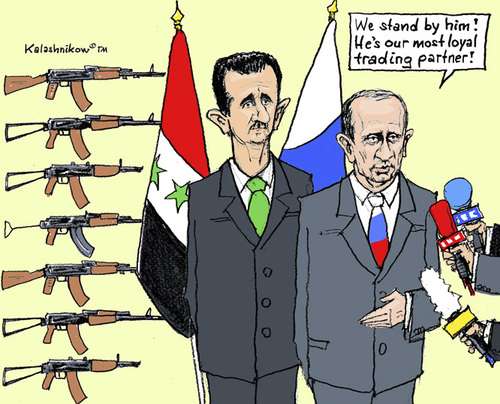 Cartoon: Solidarity (medium) by MarkusSzy tagged arms,partner,trading,support,putin,assad,russia,syria