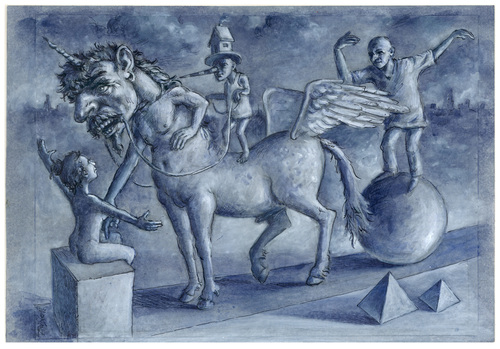 Cartoon: Centaur mit Gefolge (medium) by Thomas Bühler tagged centauer,mann,pferd,mytologie