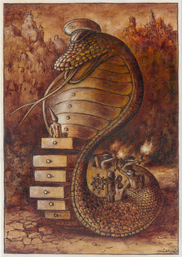 Cartoon: Die Schlange (medium) by Thomas Bühler tagged schlange,vorurteile,schubladendenken,tiere