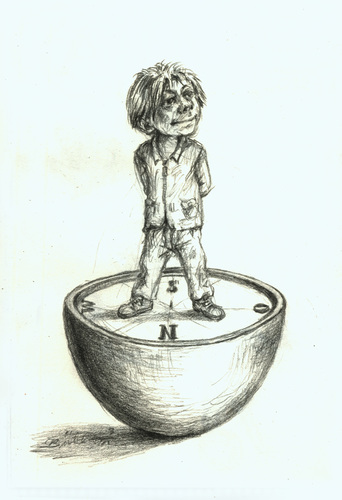 Cartoon: Junge (medium) by Thomas Bühler tagged kind,pupertät,entscheidung,richtung,kompass,weg,ziel