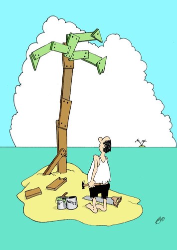 Cartoon: D.I.Y. (medium) by aarbee tagged desert,island