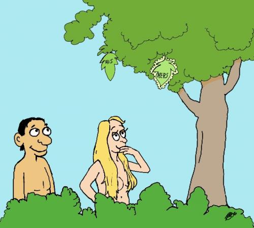 Cartoon: Fig Leaves (medium) by aarbee tagged adam,eve,fashion,eden