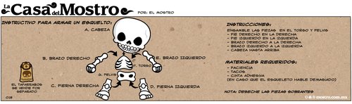 Cartoon: como armar un esqueleto (medium) by mostro tagged azteca,ajolote,esqueleto,muerto,dios,calavera