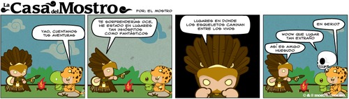 Cartoon: Historias de un guerrero (medium) by mostro tagged vector,eagle,aguila,mostro,azteca,mexica,aztec,comic,strip,tira,comica,ajolote