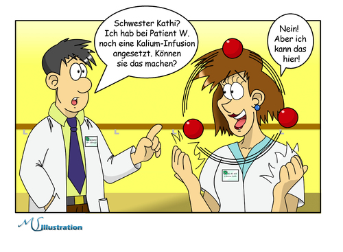 Cartoon: Neulich im Krankenhaus (medium) by ms-illustration tagged krankenhaus,schwester,patient,infusion,arzt,doktor,krank,lustig