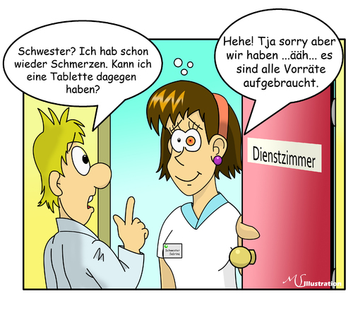 Cartoon: Sucht in der Pflege 5 (medium) by ms-illustration tagged sucht,drogen,alkohol,pflege,medizin,schwester,pfleger