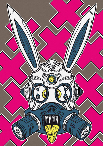 Cartoon: white tek rabbit (medium) by elmoro tagged illustration,illustrator,digital,vector,art