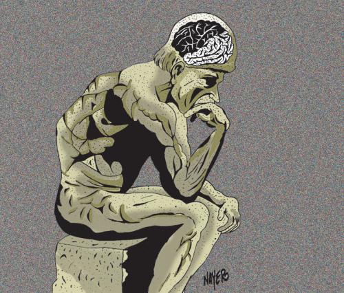 Cartoon: The Thinker (medium) by Nayer tagged thinker,thinking