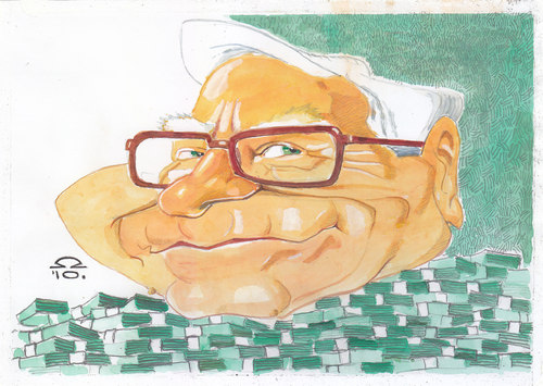 Cartoon: Warren Buffett (medium) by zed tagged warren,buffett,omaha,usa,investor,businessman,philanthropist,berkshire,hathaway,famous,people,portrait,caricature