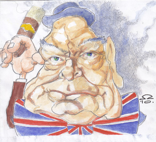 Cartoon: Winston Churchill (medium) by zed tagged winston,churchill,oxfordshire,great,britain,politician,prime,minister,second,world,war,famous,people,portrait,caricature