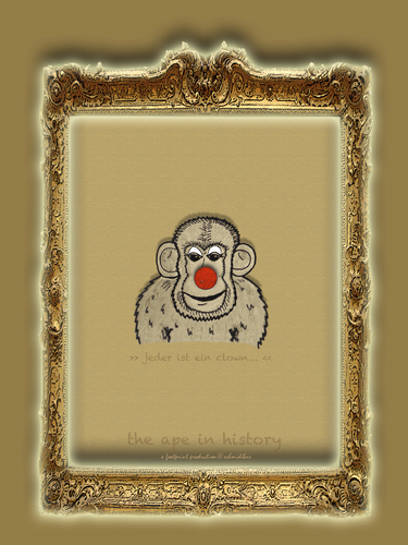 Cartoon: the ape in history-no.12-rivel (medium) by schmidibus tagged manege,artisten,weinen,lachen,froh,heiter,traurig,akrobat,zirkus,clown