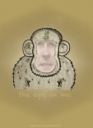 Cartoon: the ape in me (medium) by schmidibus tagged ape,affe,monkey,selfportrait,selbstporträt,selbstbildnis,erkenne,dich,selbst,gnothi,seauton,heraklit,delphi,platon,apollon,antik,griechisch,gott