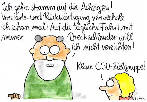 Cartoon: CSU-Zielgruppe (medium) by Matthias Schlechta tagged verkehrstest,senioren,tauglichkeit,fahren,test,führerschein,diesel,abgase,feinstaub,fahrverbote,csu,verkehrsminister,scheuer,söder,auto,autolobby,kfz,fahrerlaubnis,verkehrstest,senioren,tauglichkeit,fahren,test,führerschein,diesel,abgase,feinstaub,fahrverbote,csu,verkehrsminister,scheuer,söder,auto,autolobby,kfz,fahrerlaubnis