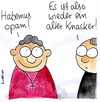 Cartoon: Habemus opam (small) by Matthias Schlechta tagged papst,papstwahl,konklave,vatikan,kirche,katholiken,habemus,papam,petersplatz,rom,kardinal,greis,alter,knacker