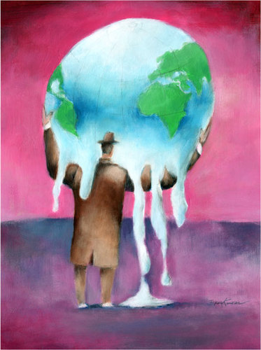 Cartoon: Global-warming (medium) by firuzkutal tagged globa,lwarming,warming,world,earth,leaders,greenhouse,politic,environment,climate,copenhagen,treaty,greenpeace,energy,nuclear,gas,reduction,firuzkutal
