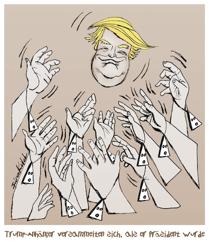 Cartoon: Supporters are ready (medium) by firuzkutal tagged president,inauguration,trump,klan,president,inauguration,trump,klan