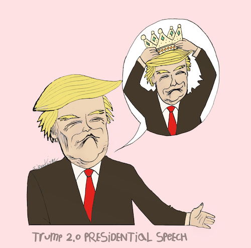 Cartoon: The historical speech (medium) by firuzkutal tagged president,inauguration,trump,me,president,inauguration,trump,me