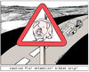 Cartoon: Caution sign (small) by firuzkutal tagged swine flu pig traffic sign car road travelling travel firuz kutal