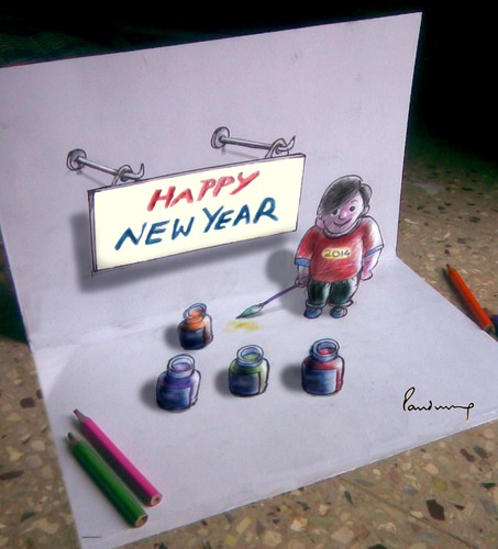 Cartoon: Happy New Year (medium) by B V Panduranga Rao tagged happy,new,year
