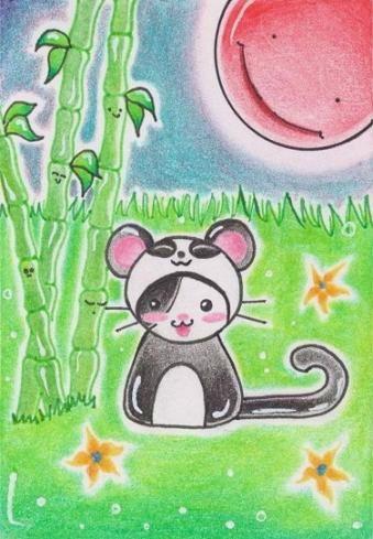 Cartoon: Kitty or Panda (medium) by Metalbride tagged traiding,card,widget
