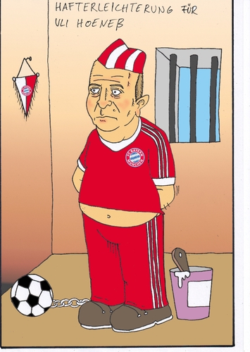 Cartoon: uli hoeneß (medium) by kader altunova tagged uli,hoeneß,hafterleichterung,bayern,münchen