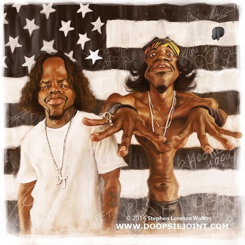 Cartoon: Outkast by Stephen L Walkes (medium) by slwalkes tagged outkast,hiphop,caricature,stankonia,andre3000,stephenlorenzowalkes