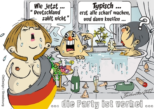 Cartoon: die Party ist vorbei (medium) by BARHOCKER tagged deutschland,euro,griechenland