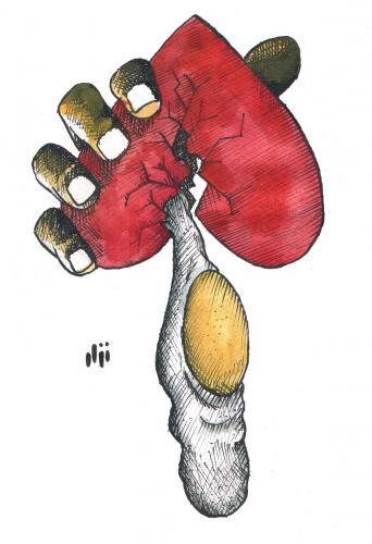 Cartoon: Heart (medium) by Nizar tagged heart,egg,love,herz,liebe,sex,schmerz,trennung,ei,aufschlagen,kochen,spiegelei,fortpflanzung,roh,leben,romantik,biologie