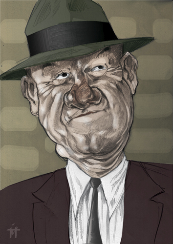 Cartoon: Gene Hackman (medium) by Mattia Massolini tagged gene,hackman,mississipi,burning,caricature