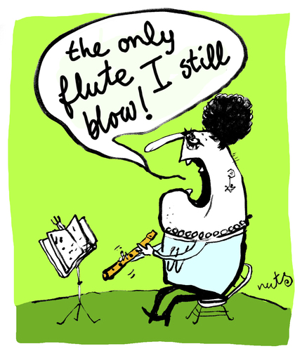Cartoon: the only flute I still blow (medium) by studionuts tagged love,music