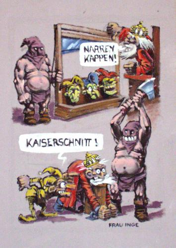 Cartoon: Narrenkappen (medium) by Torkel tagged könig,narren,cartoon,comix,mittelalter,fool,kaiser,king,henker,schafott,köpfen,malerei,torkel