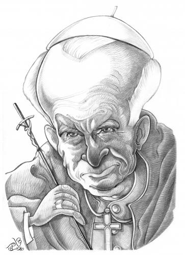 Cartoon: Pope Jean Paul II - Vatican (medium) by tamer_youssef tagged pope,jean,paul,ii,vatican,politics,religion,catoon,caricature,portrait,pencil,art,sketch,by,tamer,youssef,egypt