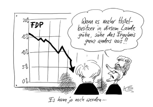 Cartoon: 5 Prozent (medium) by Stuttmann tagged fdp,umfragewerte,hotels,umsatzsteuer,parteispenden,westerwelle,fdp,umfragewerte,hotels,parteispenden,guido westerwelle,guido,westerwelle