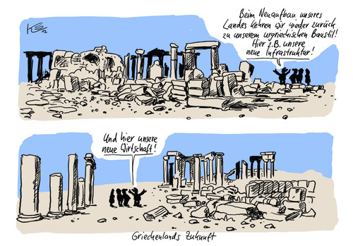 Cartoon: Baustil (medium) by Stuttmann tagged griechenland