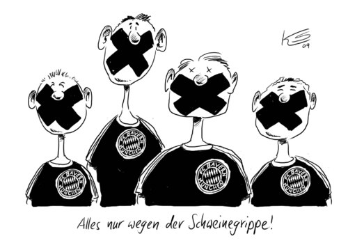 Cartoon: Bayern (medium) by Stuttmann tagged bayern,münchen,fußball,schweinegrippe,bayern,münchen,fußball,virus,sport