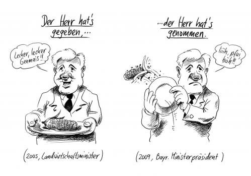 Cartoon: Der Herr... (medium) by Stuttmann tagged genmais,landwirtschaft,mais,gentechnologie,lebensmittel,seehofer,cartoon,cartoons,genmais,genetik,gen,mais,gemüse,landwirtschaft,wirtschaft,lebensmittel,horst seehofer,manipulation,nahrung,essen,ernährung,fortschritt,entwicklung,horst,seehofer