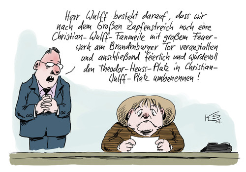 Cartoon: Fanmeile (medium) by Stuttmann tagged wulff,zapfenstreich,ehrensold