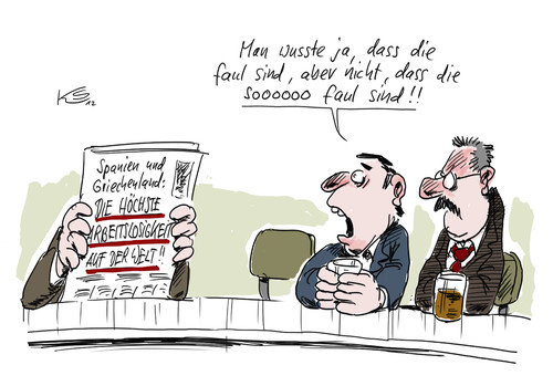 Cartoon: Faul (medium) by Stuttmann tagged griechenland,spanien,arbeitslosigkeit,eurokrise