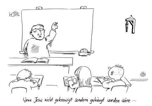 Cartoon: Galgen (medium) by Stuttmann tagged kruzifix,schule,kruzifix,schule,bildung,wissen,jesus christus,galgen,kinder,schüler,lehrer,jesus,christus