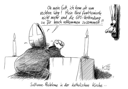 Cartoon: GPS (medium) by Stuttmann tagged katholische,kirche,katholische kirche,kirche,religion,katholische