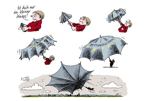 Cartoon: Knirps (medium) by Stuttmann tagged merkel,eu,eurozone,finanzkrise,wirtschaftskrise,rettungsschirm