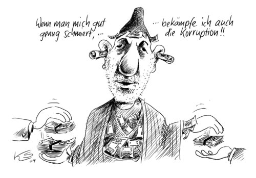 Cartoon: Korrupt (medium) by Stuttmann tagged karzai,afghanistan,hamid karzai,afghanistan,krieg,korruption,korrupt,hamid,karzai