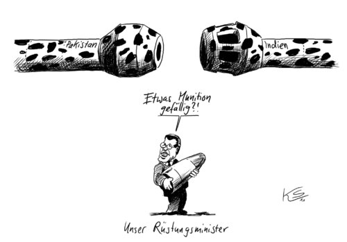 Cartoon: Munition (medium) by Stuttmann tagged pakistan,indien,guttenberg,pakistan,guttenberg,indien,militär
