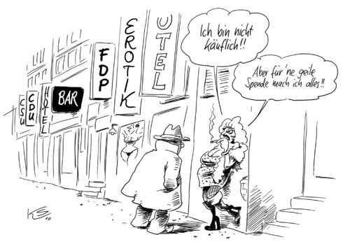 Cartoon: Nicht käuflich... (medium) by Stuttmann tagged parteispenden,parteispenden,partei,parteien,spende,regierung,käuflich,bestechung