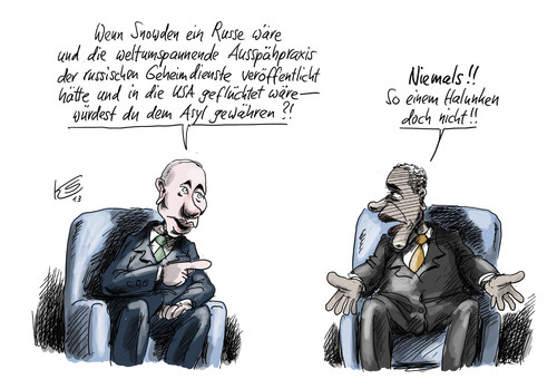 Cartoon: Niemals! (medium) by Stuttmann tagged snowden,putin,obama,usa,russland